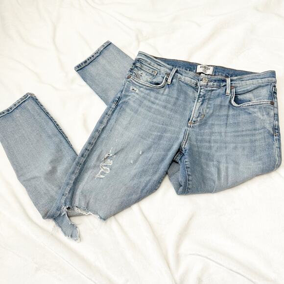 AGOLDE jeans mid rise skinny blue denim ripped distressed size 29 - Picture 4 of 9